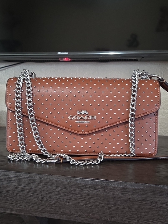 Coach Handbags - Coach Klare With Rivets Leather Studded Envelope Crossbody Bag